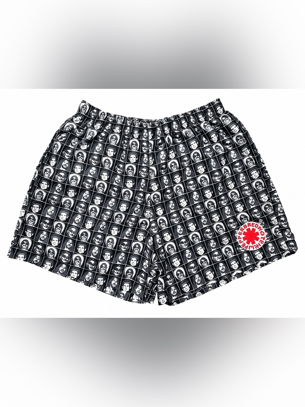 RHCP Red Hot Chili Peppers Swim Shorts XL All Over Face Print Black